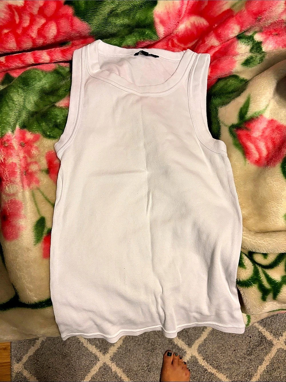 Tahari Modern Essentials Ribbed Tank Top White Medium